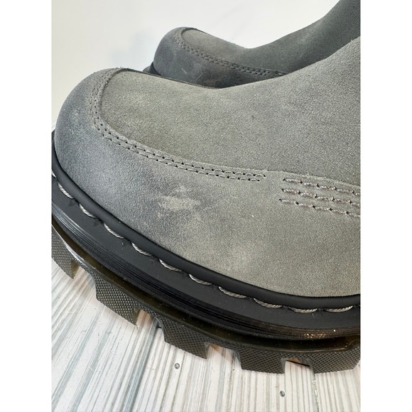 Dr.Martens Corran Chelsea Waxy Boots Grey Suede Heeled Platform Lug Sole Wmns 10 - Picture 11 of 12